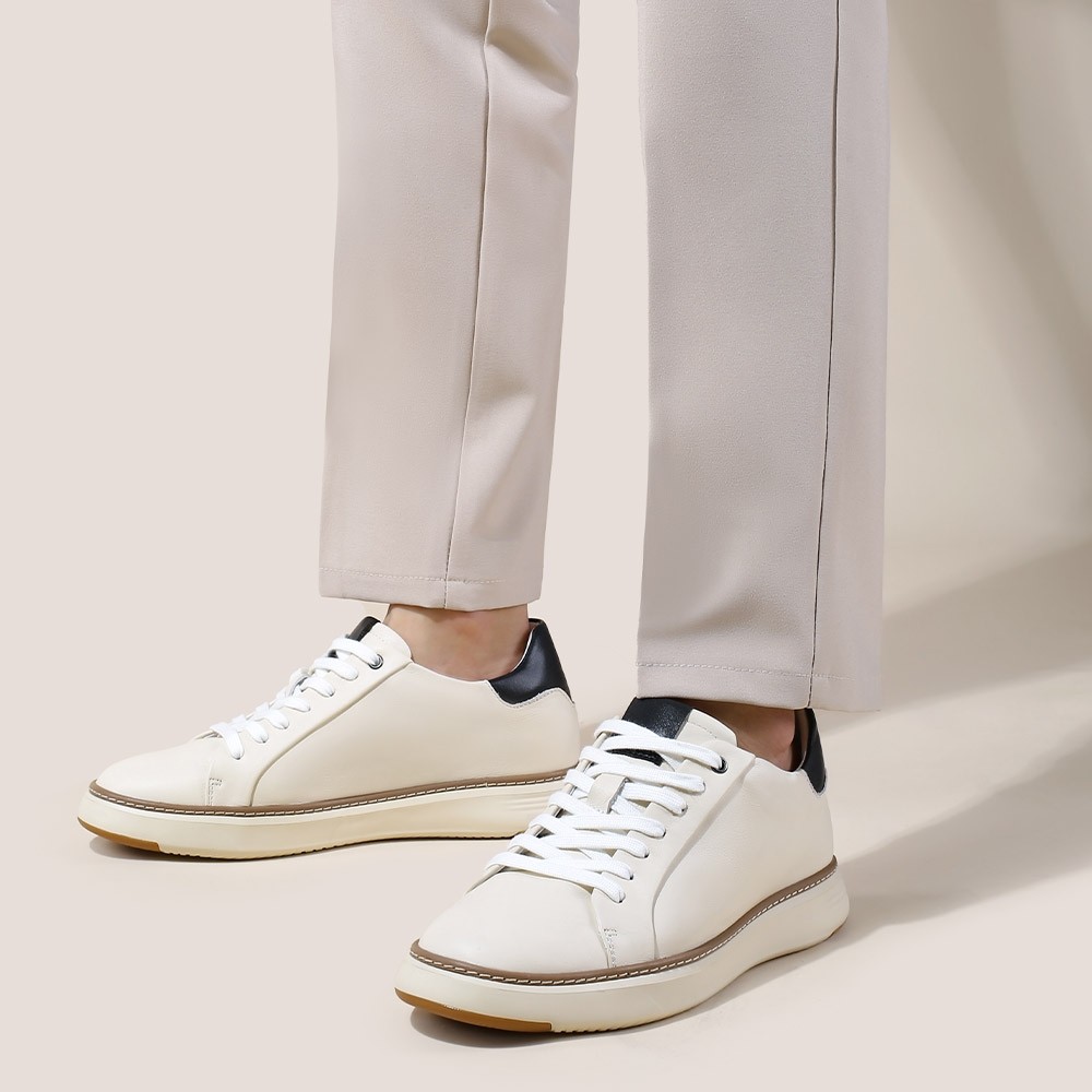 STRIDE Height Increasing Sneakers - Shoe Lifts To Increase Height - Beige Men's Casual Sneakers 6CM / 2.36 Inches