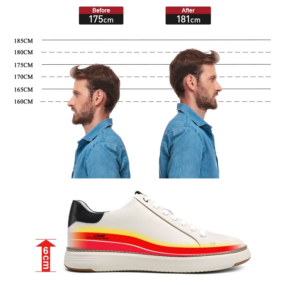 STRIDE Height Increasing Sneakers - Shoe Lifts To Increase Height - Beige Men's Casual Sneakers 6CM / 2.36 Inches