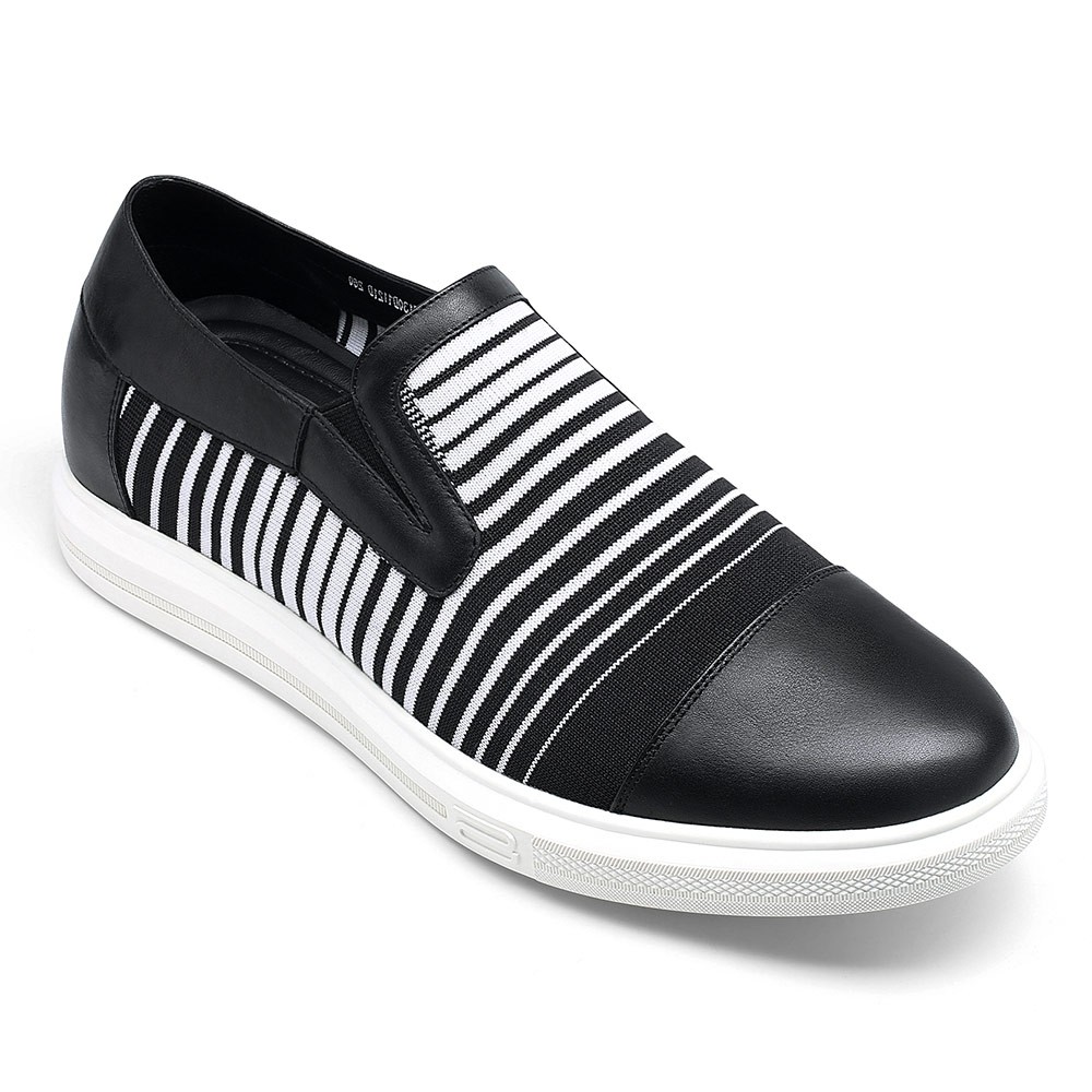 STRIDE Shoes For Men Height - Men Shoes To Look Taller - Black Knit Slip On Sneakers 5 CM / 1.95 Inches