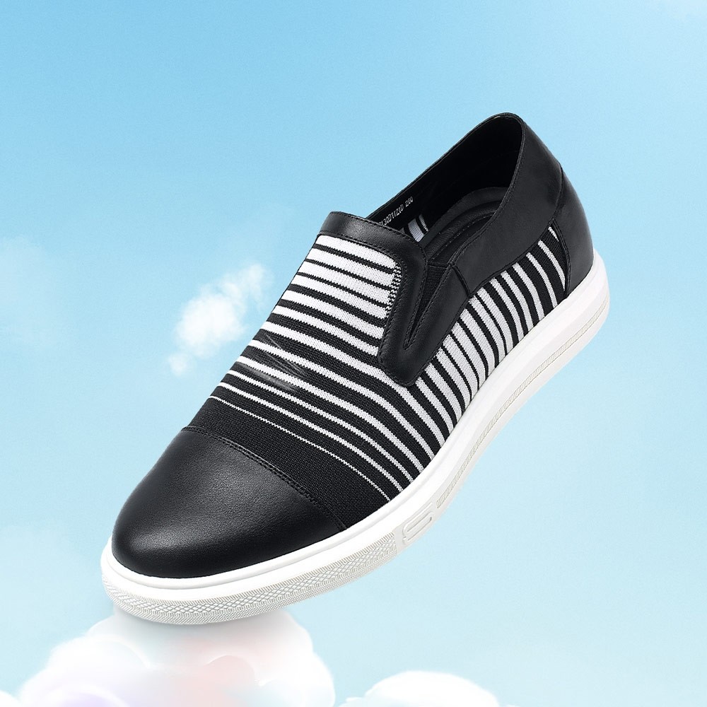 STRIDE Shoes For Men Height - Men Shoes To Look Taller - Black Knit Slip On Sneakers 5 CM / 1.95 Inches