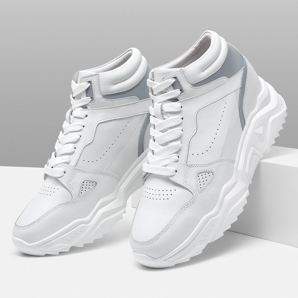 STRIDE Height Increasing Sneakers - Mens Sneakers That Make You Taller - High Top Men White Sneakers 10 CM / 3.94 Inches