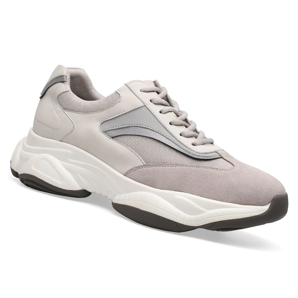 STRIDE Height Increasing Shoes Men Taller Shoes Apricot Chunky Trainers Elevator Sneakers 8CM / 3.15Inches