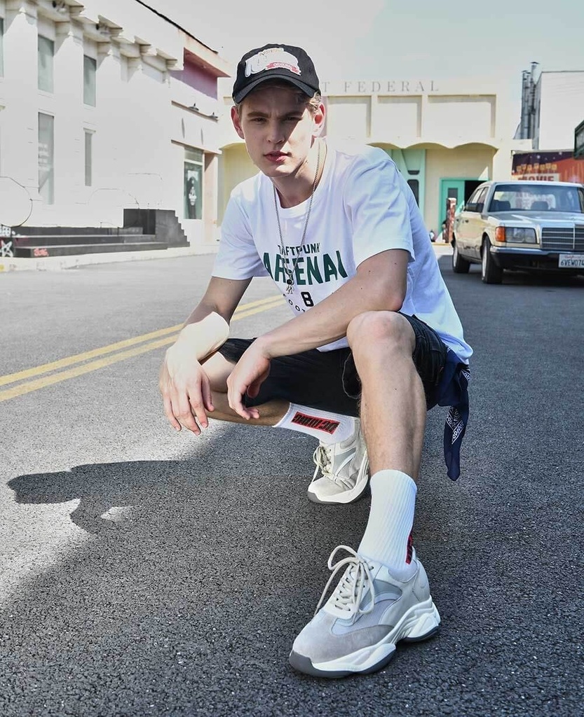 STRIDE Height Increasing Shoes Men Taller Shoes Apricot Chunky Trainers Elevator Sneakers 8CM / 3.15Inches