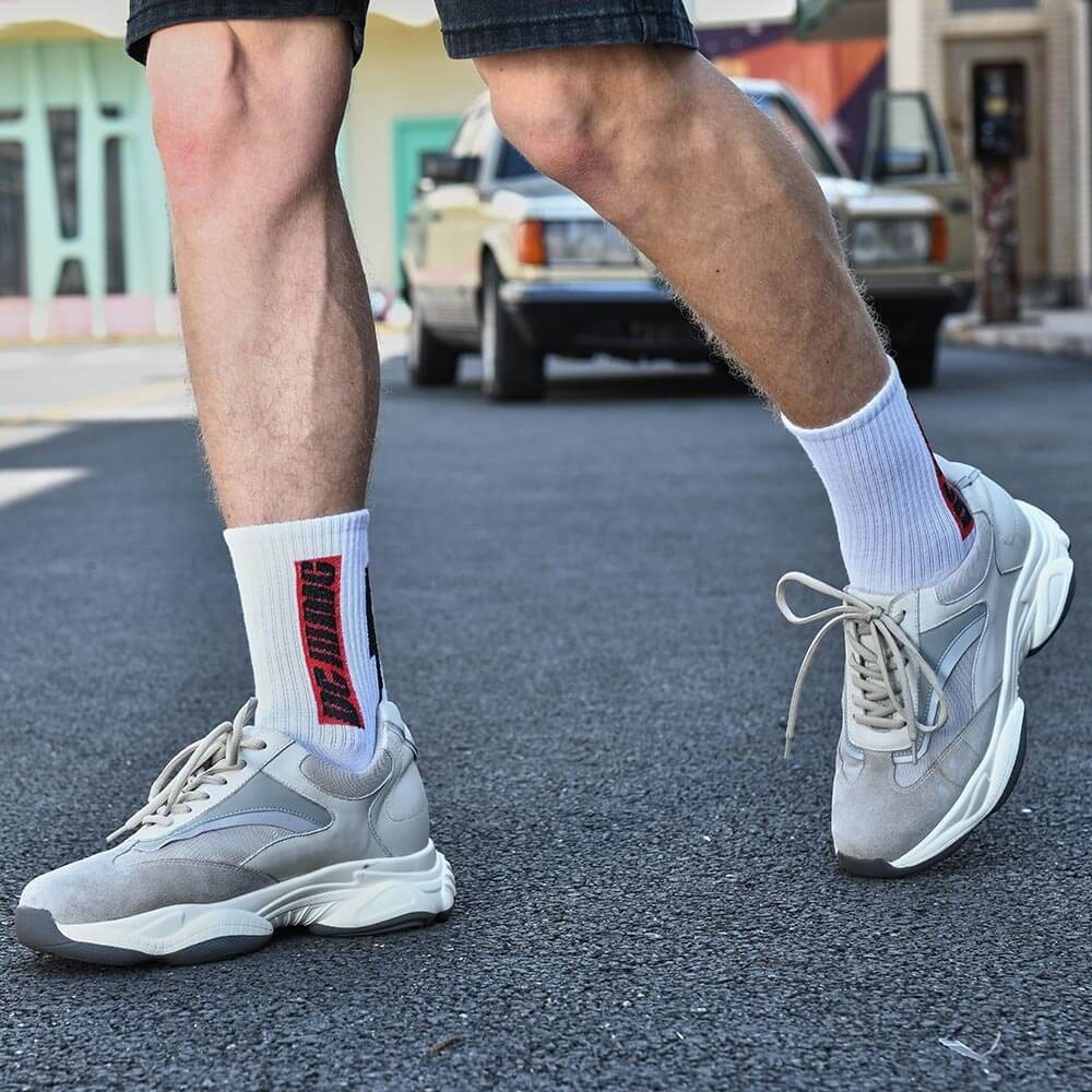STRIDE Height Increasing Shoes Men Taller Shoes Apricot Chunky Trainers Elevator Sneakers 8CM / 3.15Inches