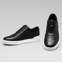 STRIDE Elevator Shoes Sneakers - Men Casual Black Leather Sneakers 5cm / 1.95 Inches