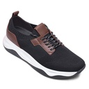 STRIDE Height Increasing Sneakers - Black Knit Fabric Elevator Sneakers For Men - Outdoor Casual Tall Men Shoes 8CM / 3.15Inches