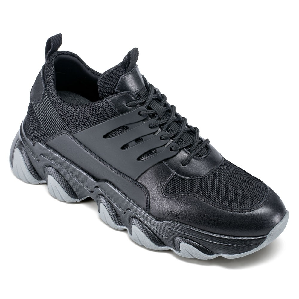 STRIDE Height Increase Sneakers - Sneakers That Make You Taller - Black Breathable Fashion Men Walking Shoes 8 CM / 3.15 Inches