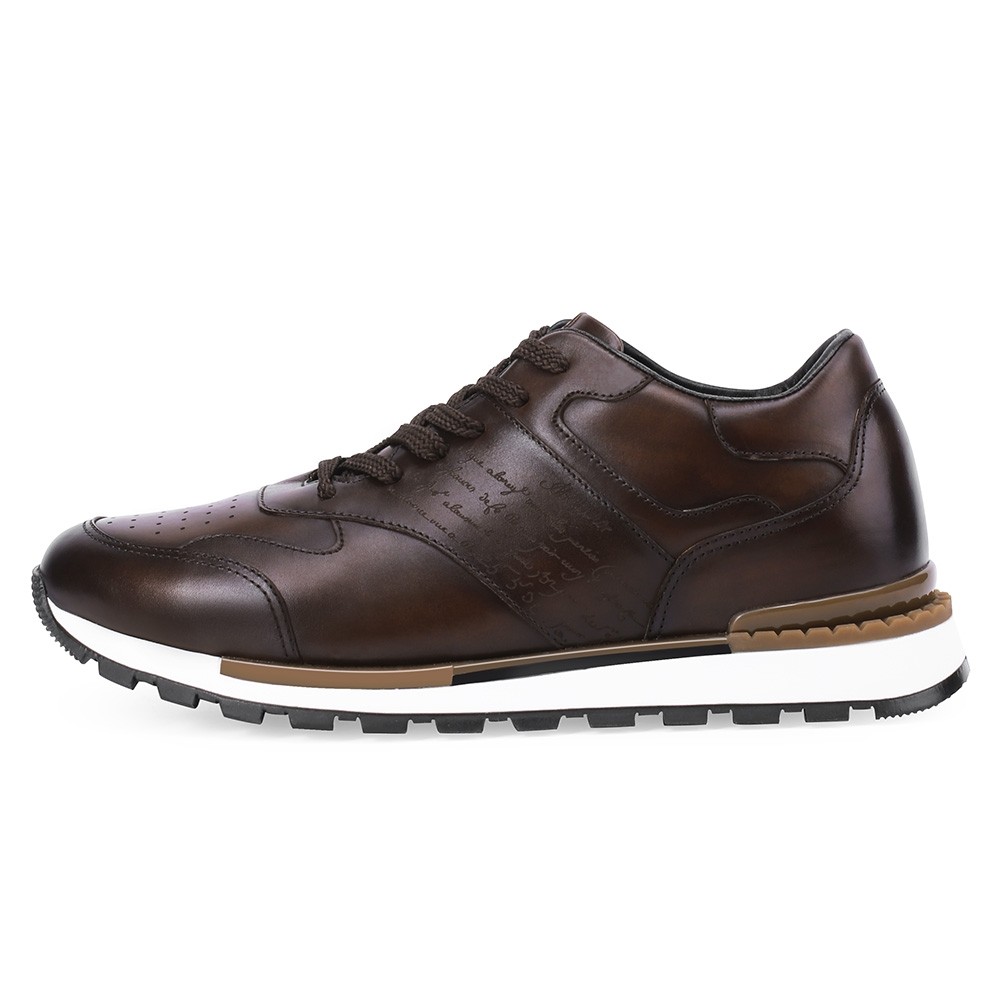 STRIDE - Elevator Shoes For Men - Height Increasing Shoes - Brown Leather Casual Tall Men Shoes - 7CM/2.76 Inches Taller