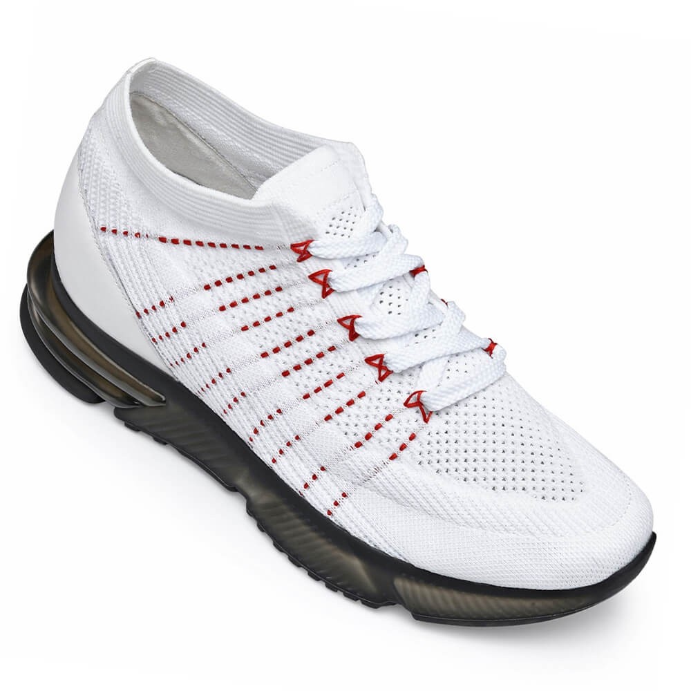 STRIDE Elevator Sneakers - Mens Shoes That Add Height - White Knit Sneakers 7cm / 2.76 Inches