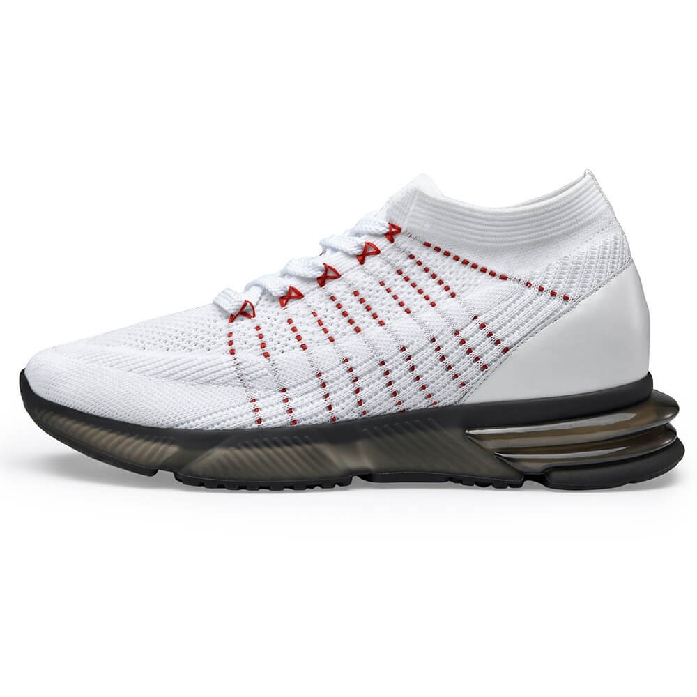 STRIDE Elevator Sneakers - Mens Shoes That Add Height - White Knit Sneakers 7cm / 2.76 Inches