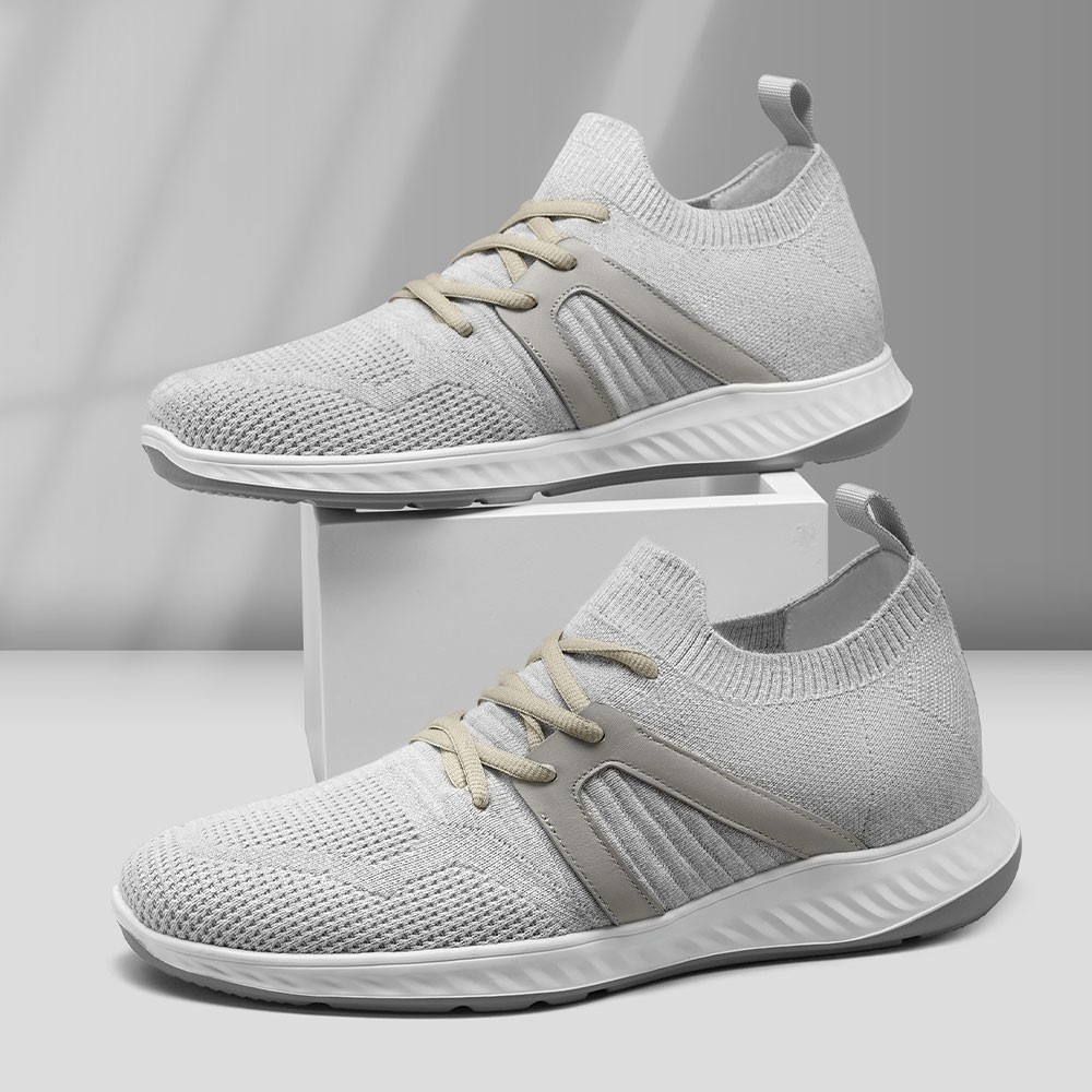 STRIDE Height Increase Sneakers - Mens High Lift Shoes - Breathable Knit Fabric Outdoor Men Sports Shoes 7 CM / 2.76 Inches