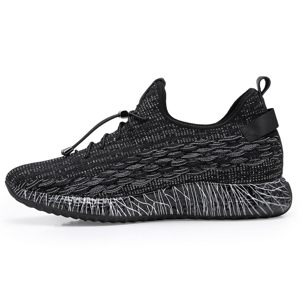 STRIDE Elevator Sneakers That Give You Height 7 CM Black Height Increasing Sneakers For Men 7CM / 2.76 Inches