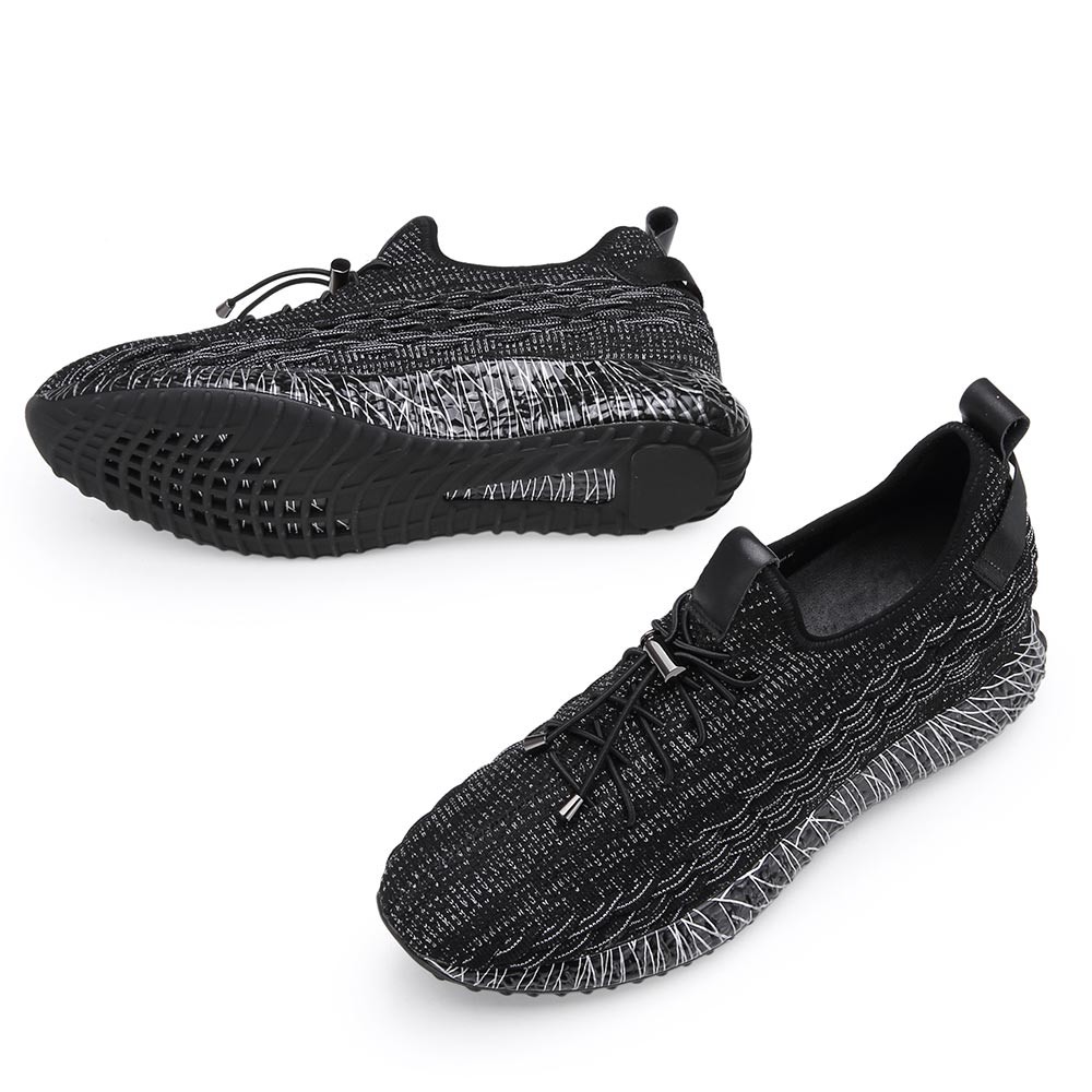 STRIDE Elevator Sneakers That Give You Height 7 CM Black Height Increasing Sneakers For Men 7CM / 2.76 Inches