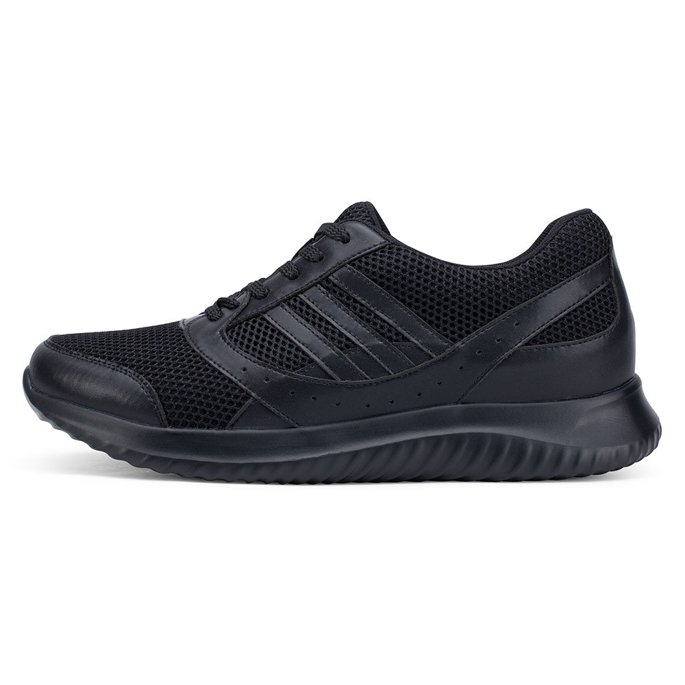 STRIDE Comfortable Height Increasing Shoes Black Mens Elevator Sneakers Sports Athletic Trainers 7CM / 2.76 Inches