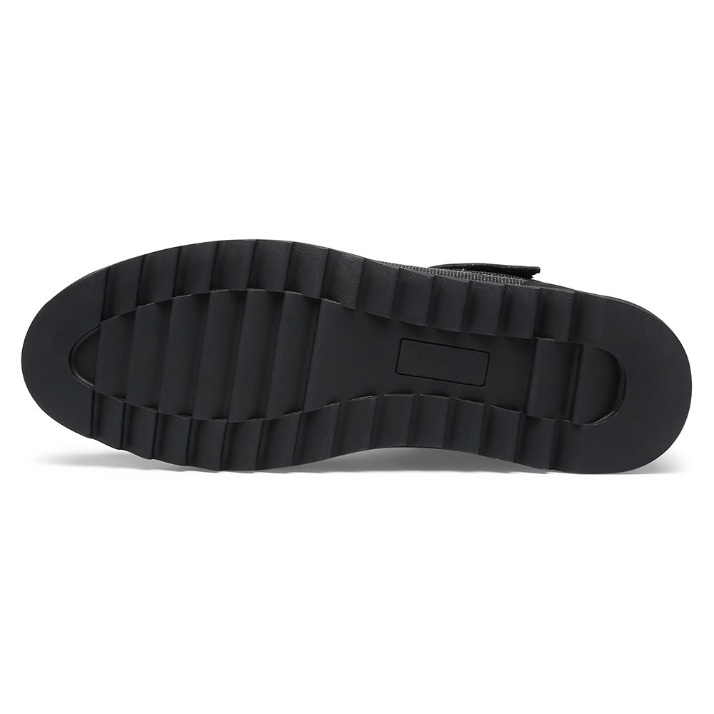 STRIDE Height Increasing Sneakers - Men Leather High Top Sneakers - Black - 7 CM / 2.76 Inches Taller