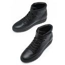 STRIDE Height Increasing Sneakers - Men Leather High Top Sneakers - Black - 7 CM / 2.76 Inches Taller