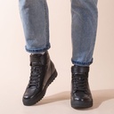 STRIDE Height Increasing Sneakers - Men Leather High Top Sneakers - Black - 7 CM / 2.76 Inches Taller
