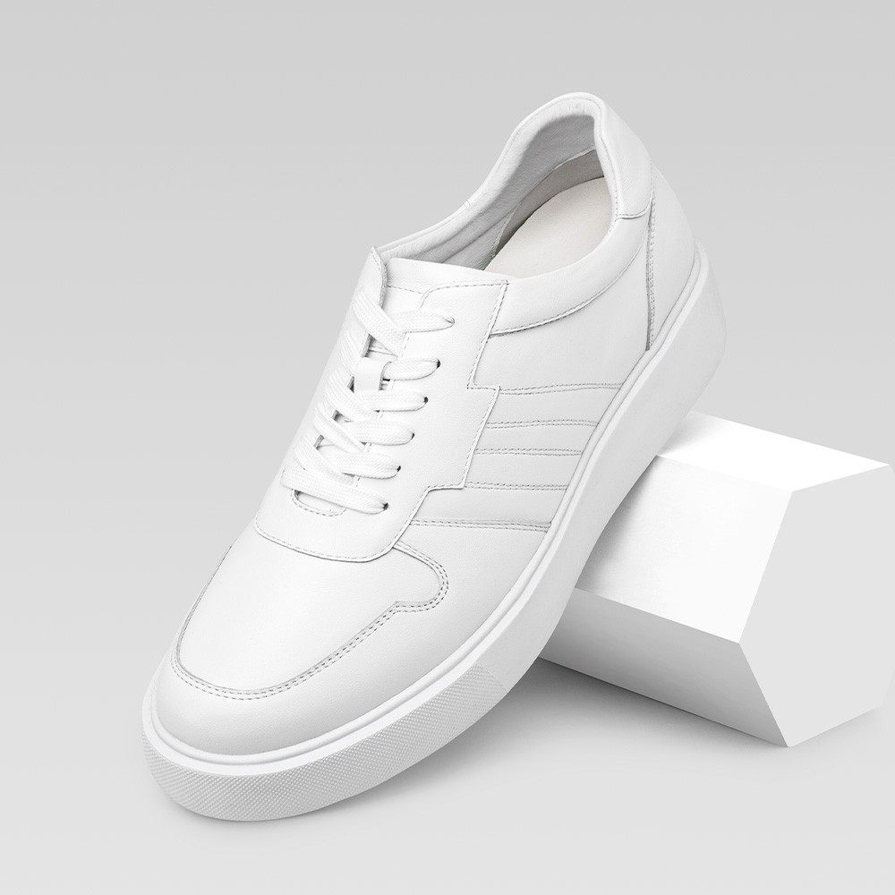 STRIDE Elevator Sneakers - High Increase Shoes - Casual Men White Sneakers 7 CM / 2.76 Inches