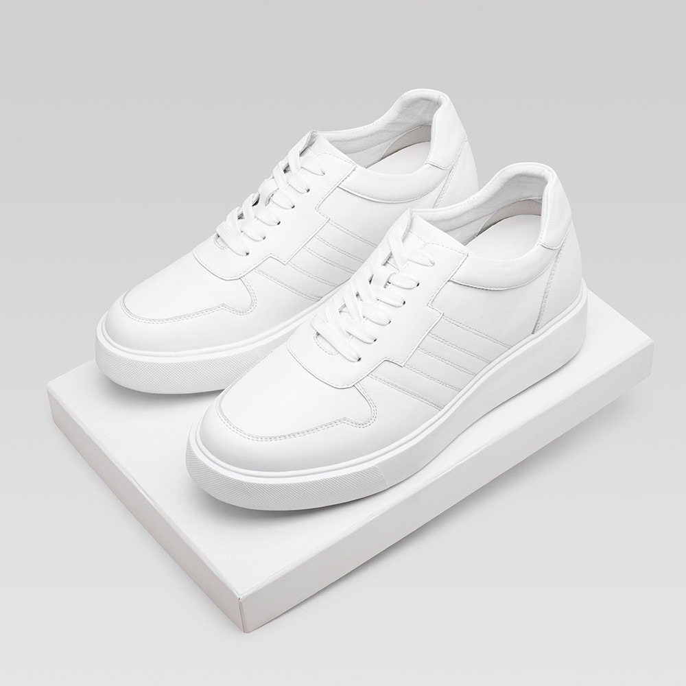 STRIDE Elevator Sneakers - High Increase Shoes - Casual Men White Sneakers 7 CM / 2.76 Inches