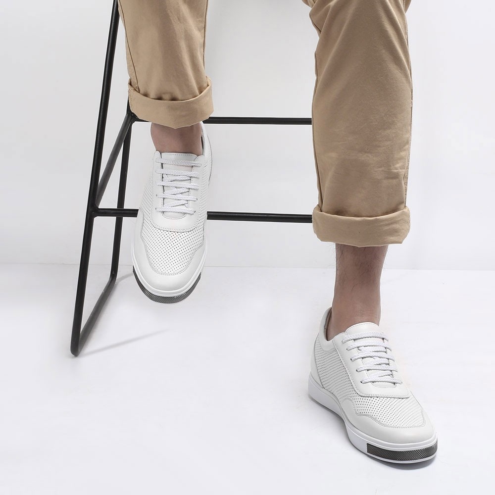 STRIDE White Height Increasing Sneaker - Casual Sneakers That Add Height - Elevator Sneakers For Men 6CM/2.36 Inches