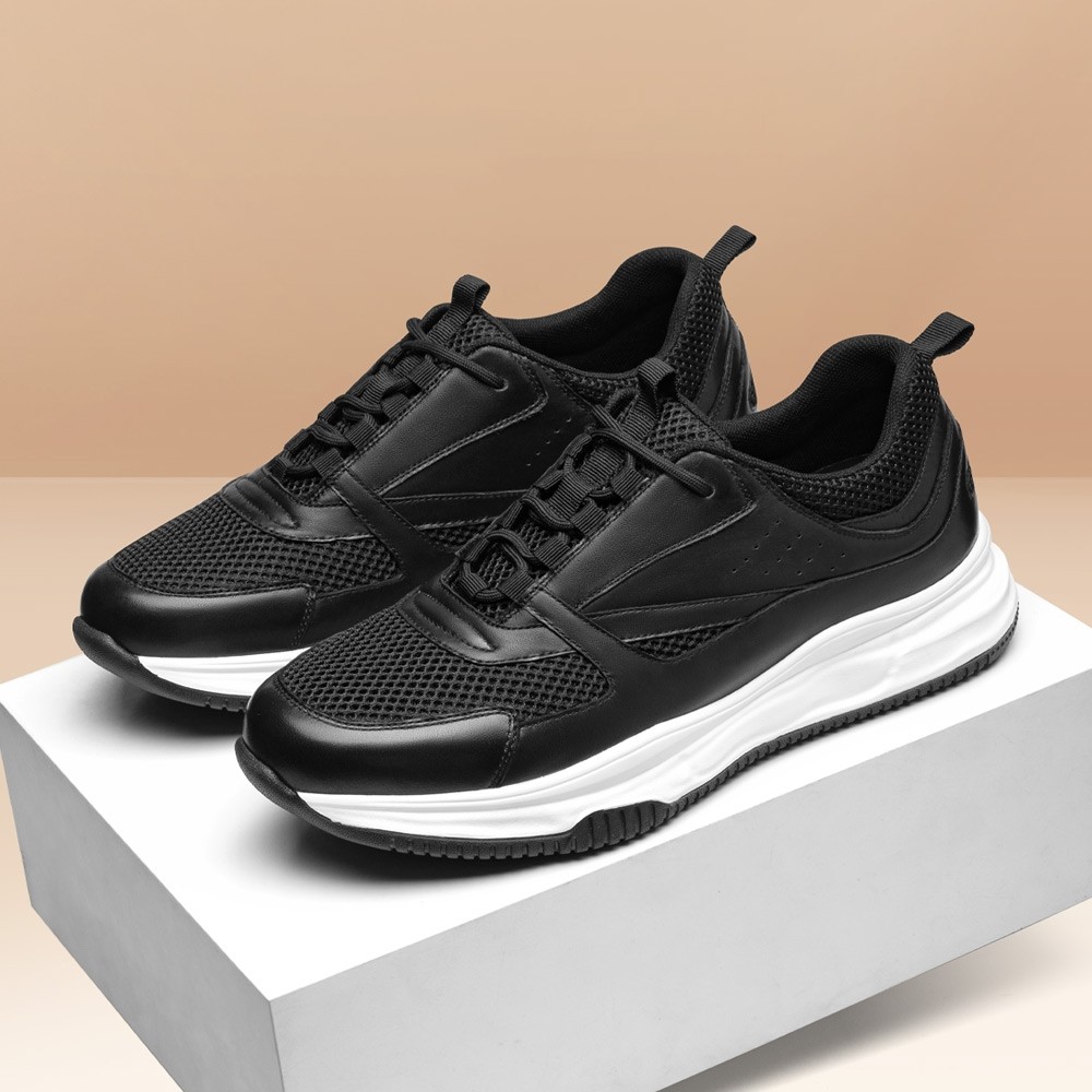 STRIDE Height Increase Sports Shoes - Breathable Men Black Sneakers That Make You Taller 7CM / 2.76 Inches