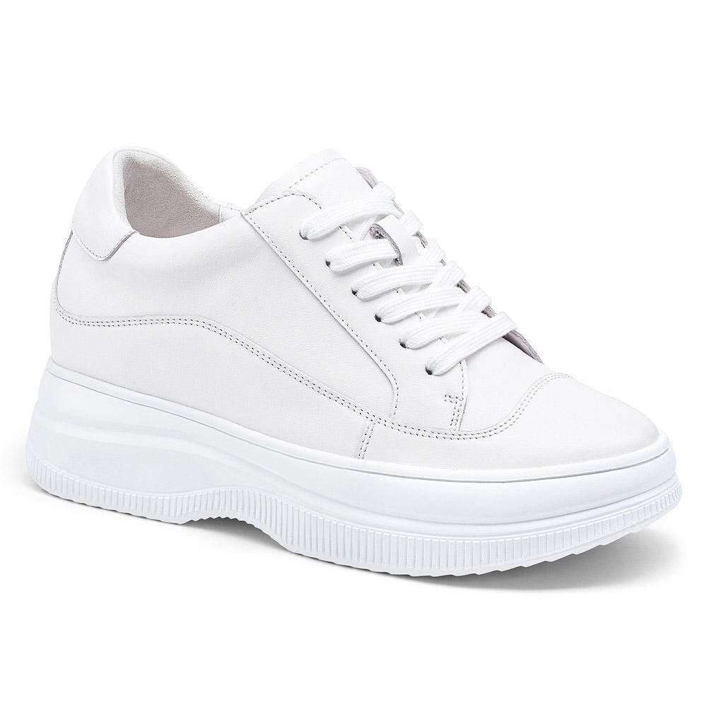 STRIDE Elevator Sneakers For Women - Hidden High Heel Shoes - White Casual Sneakers 8 CM / 3.15 Inches