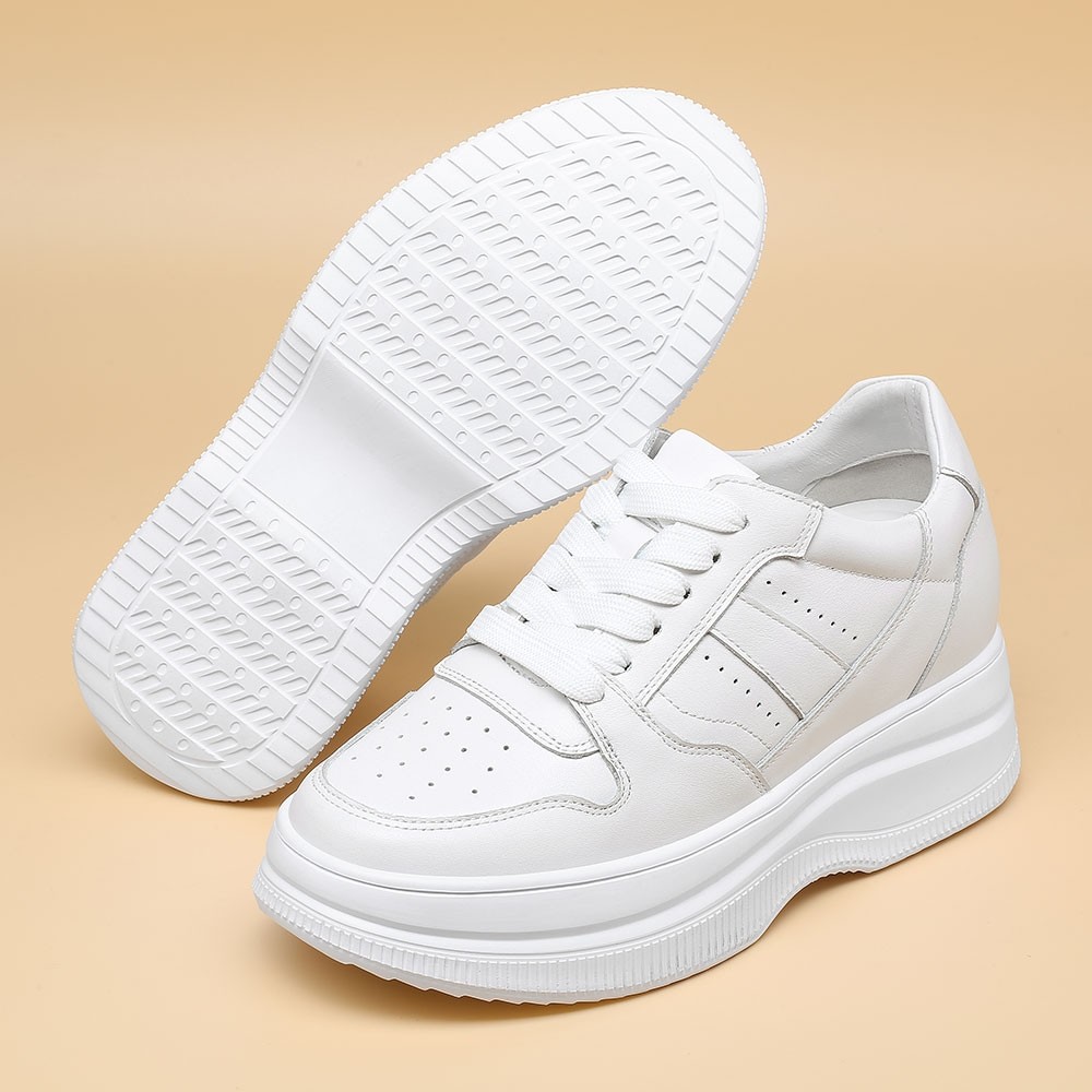 STRIDE Height Increasing Shoes For Women - Elevator Sneakers For Women - Casual Women White Wedge Sneakers 8CM / 3.15 Inches