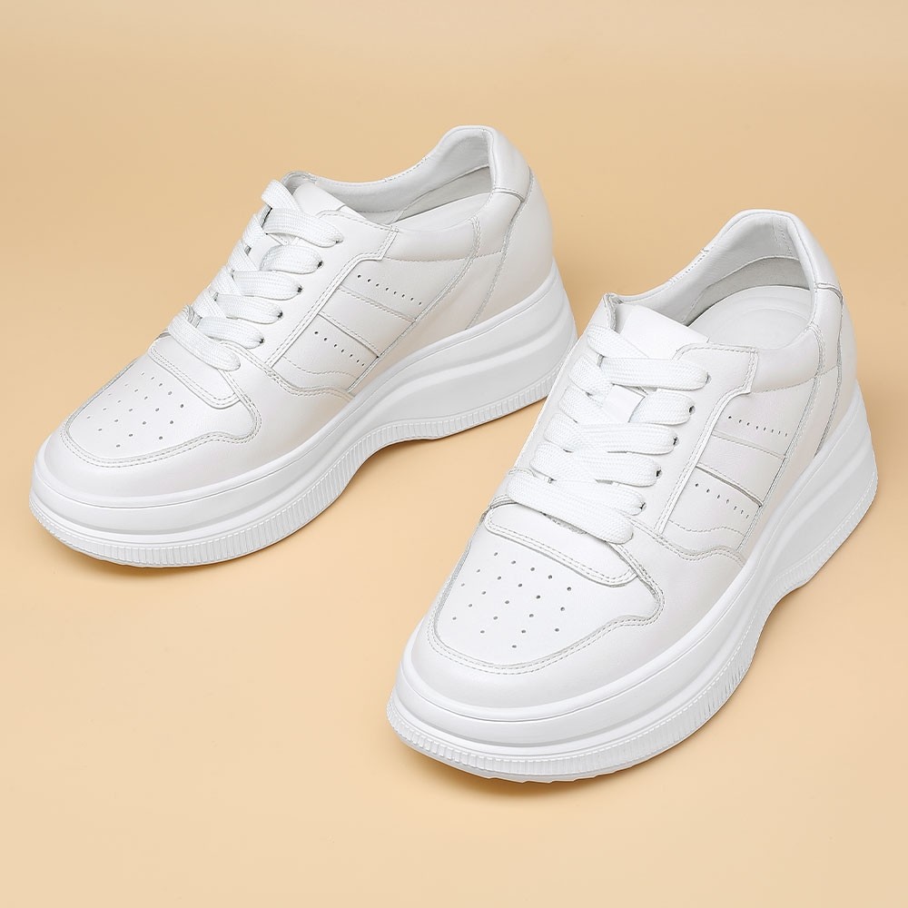 STRIDE Height Increasing Shoes For Women - Elevator Sneakers For Women - Casual Women White Wedge Sneakers 8CM / 3.15 Inches