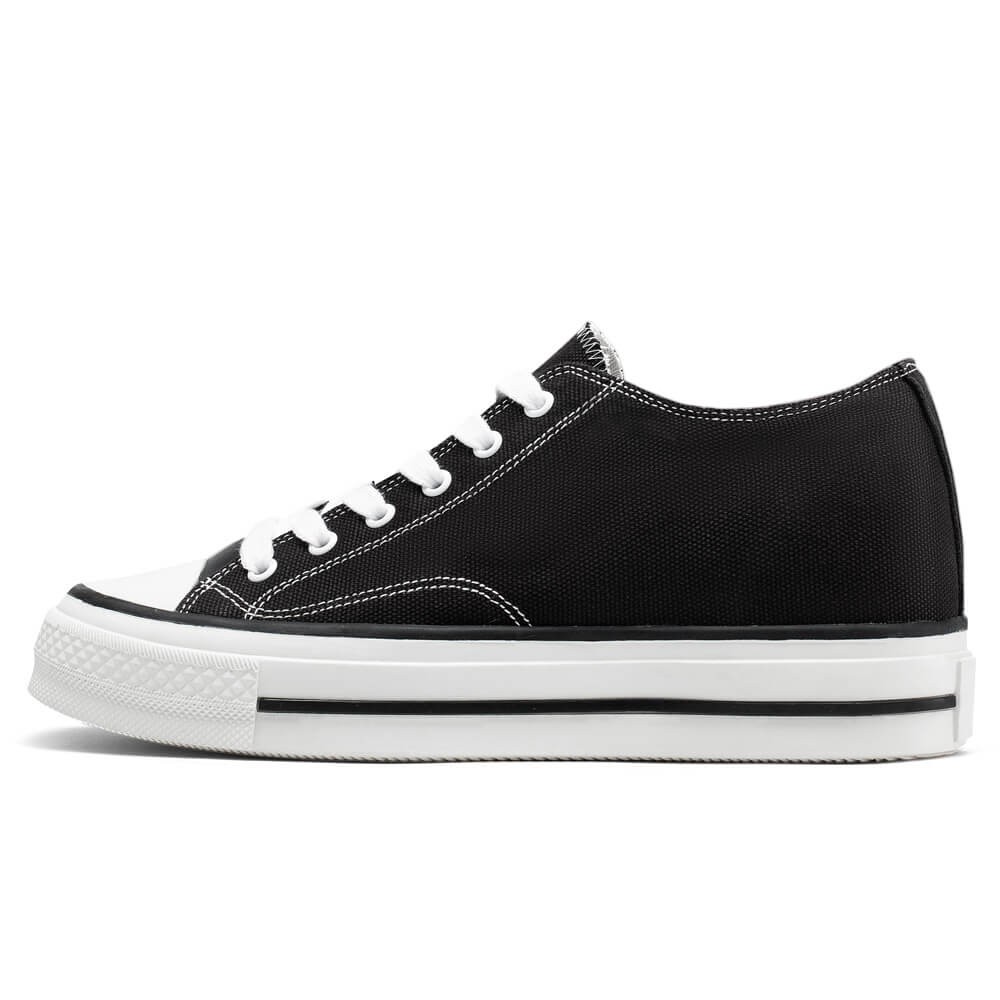 STRIDE Elevator Shoes For Women - Height Increasing Shoes For Ladies - Black Canvas Shoes 7 CM / 2.76 Inches