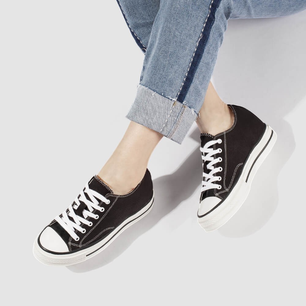 STRIDE Elevator Shoes For Women - Height Increasing Shoes For Ladies - Black Canvas Shoes 7 CM / 2.76 Inches
