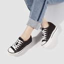 STRIDE Elevator Shoes For Women - Height Increasing Shoes For Ladies - Black Canvas Shoes 7 CM / 2.76 Inches