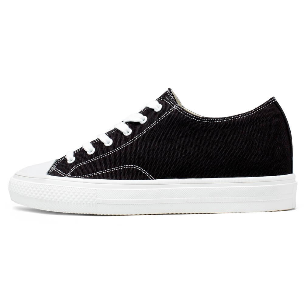 STRIDE Elevator Shoes - Mens Shoes That Make You Taller - Black Canvas Shoes 6 CM / 2.36 Inches