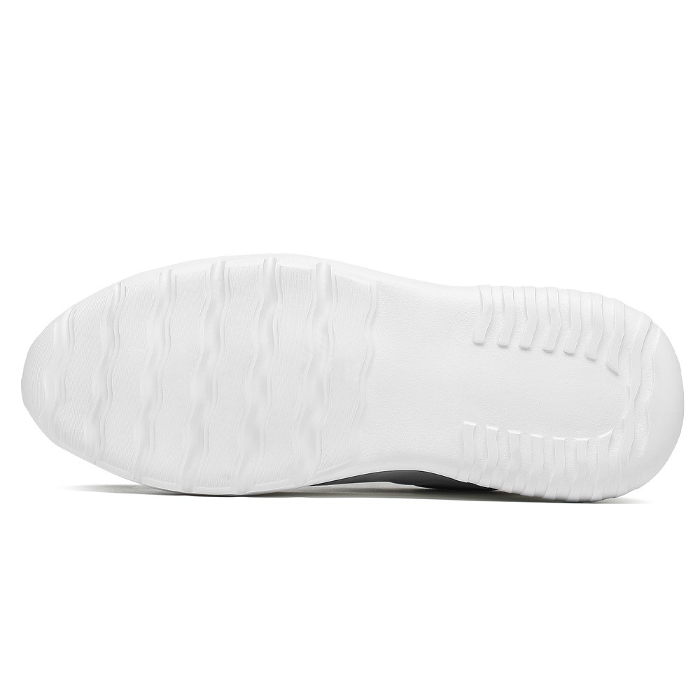 STRIDE Elevator Sneakers For Women - White Cowhide Leather Height Increasing Shoes 7 CM / 2.76 Inches