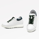STRIDE Elevator Sneakers For Women - White Cowhide Leather Height Increasing Shoes 7 CM / 2.76 Inches
