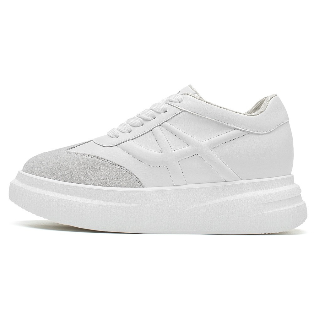 STRIDE Elevator Shoes Sneakers Women - Women Casual Wedge White Sneakers 7CM / 2.76 Inches