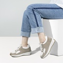 STRIDE Elevator Sneakers For Women - Height Increasing Shoes For Ladies - Khaki Wedge Sneakers 7cm / 2.76 Inches