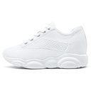 STRIDE Elevator Casual Shoes For Women - White Knit Wedge Sneakers 7CM / 2.76 Inches