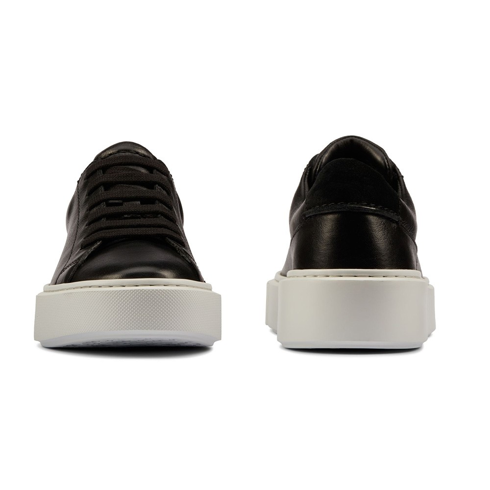STRIDE Elevator Sneakers -Women Wedge Sneakers - Black Leather Sneakers That Add Height 7 CM / 2.76 Inches