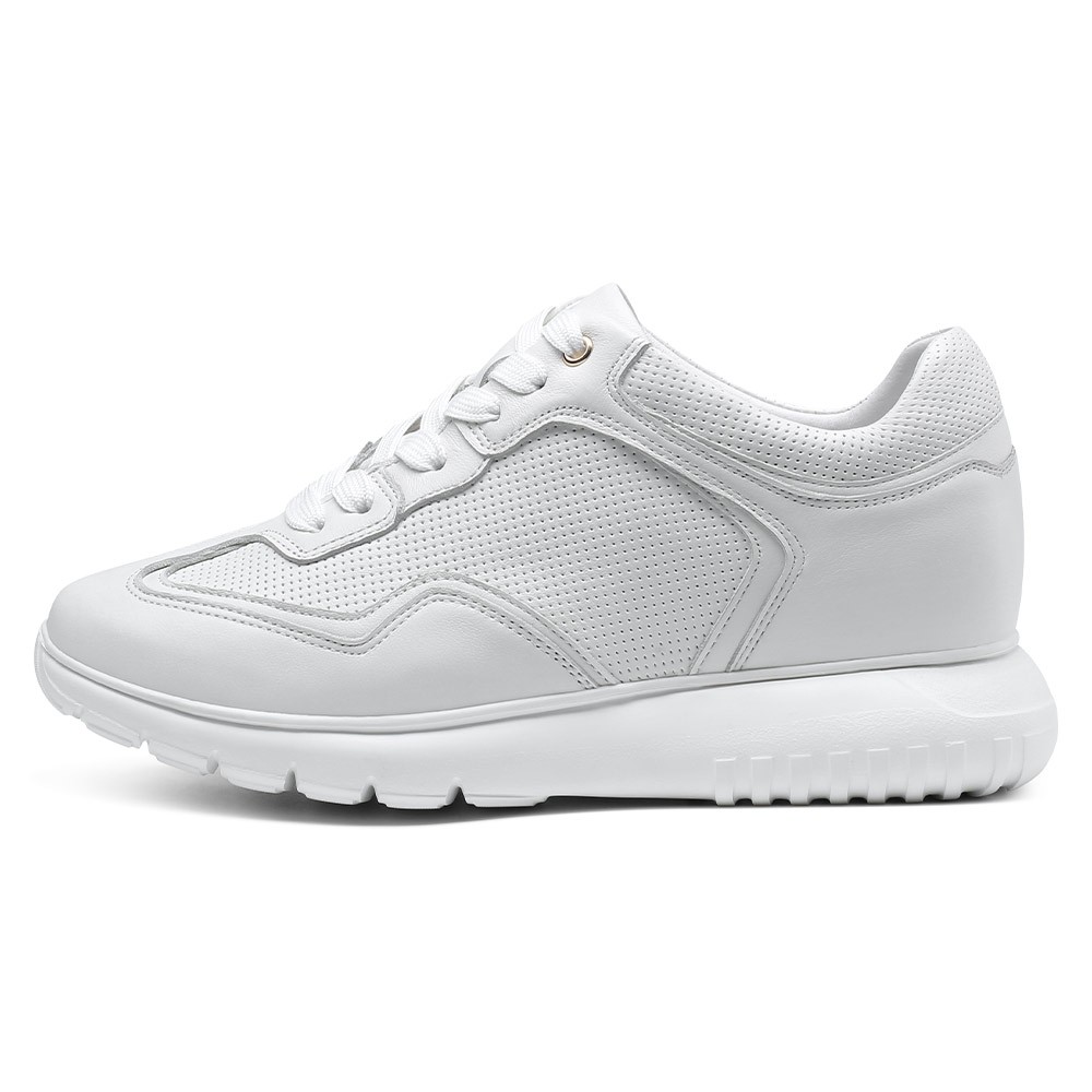 STRIDE Elevator Shoes For Women - Height Increasing Shoes For Ladies - Women Casual White Sneakers 7CM / 2.76 Inches