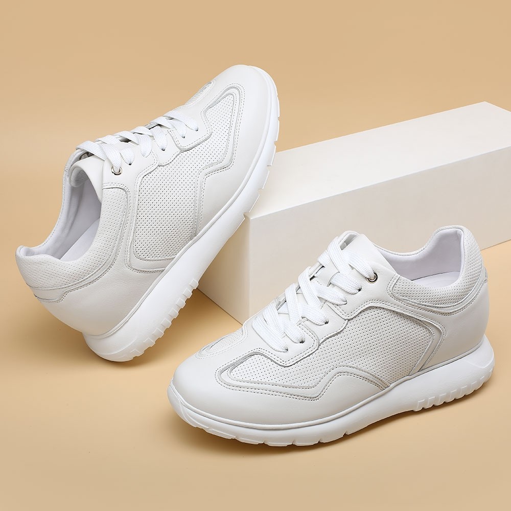 STRIDE Elevator Shoes For Women - Height Increasing Shoes For Ladies - Women Casual White Sneakers 7CM / 2.76 Inches