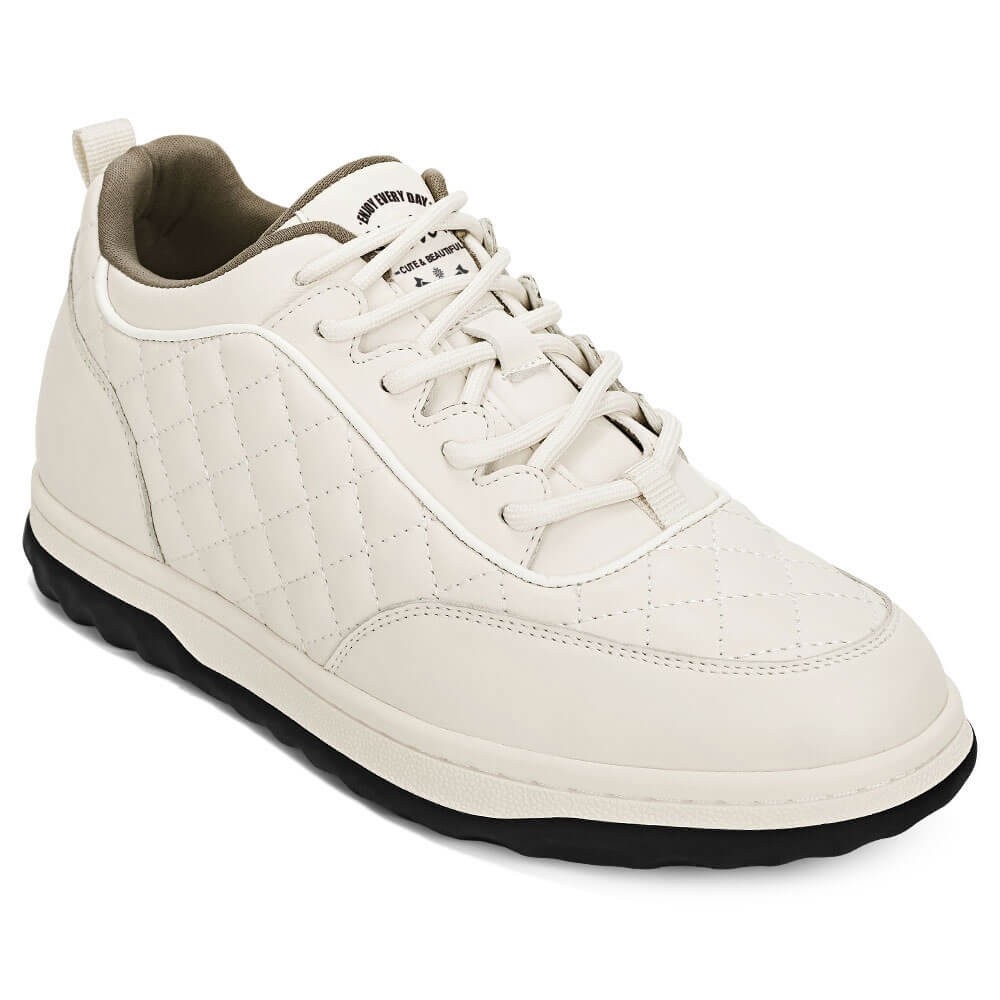 STRIDE Elevator Shoes For Women - Height Increasing Sports Shoes - Beige Casual Sneakers 6cm / 2.36 Inches