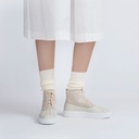 STRIDE - Women High Top Wedge Beige Suede Chunky Sneaker Boots -7CM / 2.76 Inches Taller-Black