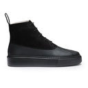 STRIDE - Women High Top Wedge Black Suede Chunky Sneaker Boots -7CM / 2.76 Inches Taller-Black