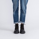 STRIDE - Women High Top Wedge Black Suede Chunky Sneaker Boots -7CM / 2.76 Inches Taller-Black
