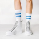 STRIDE - Women High Top Leather Wedge Sneakers -7CM / 2.76 Inches Taller-White