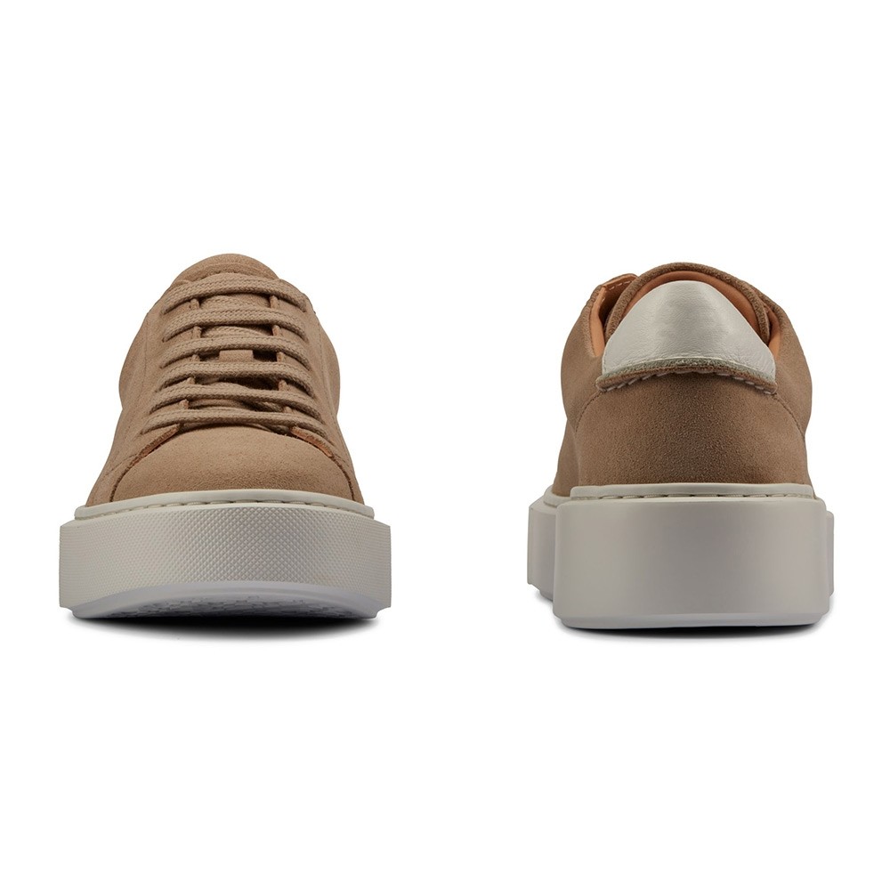 STRIDE 7 CM / 2.76 Inches Sand Suede Women Elevator Wedge Sneakers