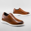 STRIDE Casual Tall Men Shoes - High Heel Shoes For Men - Brown Leather Oxford Shoes That Get Taller 7CM / 2.76 Inches Taller