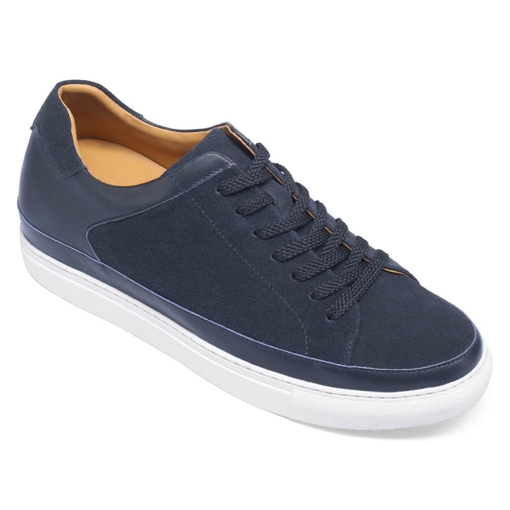 STRIDE Height Increasing Shoes For Men Casual Elevator Shoes Navy Suede Casual Sneakers 7CM / 2.76 Inches Taller