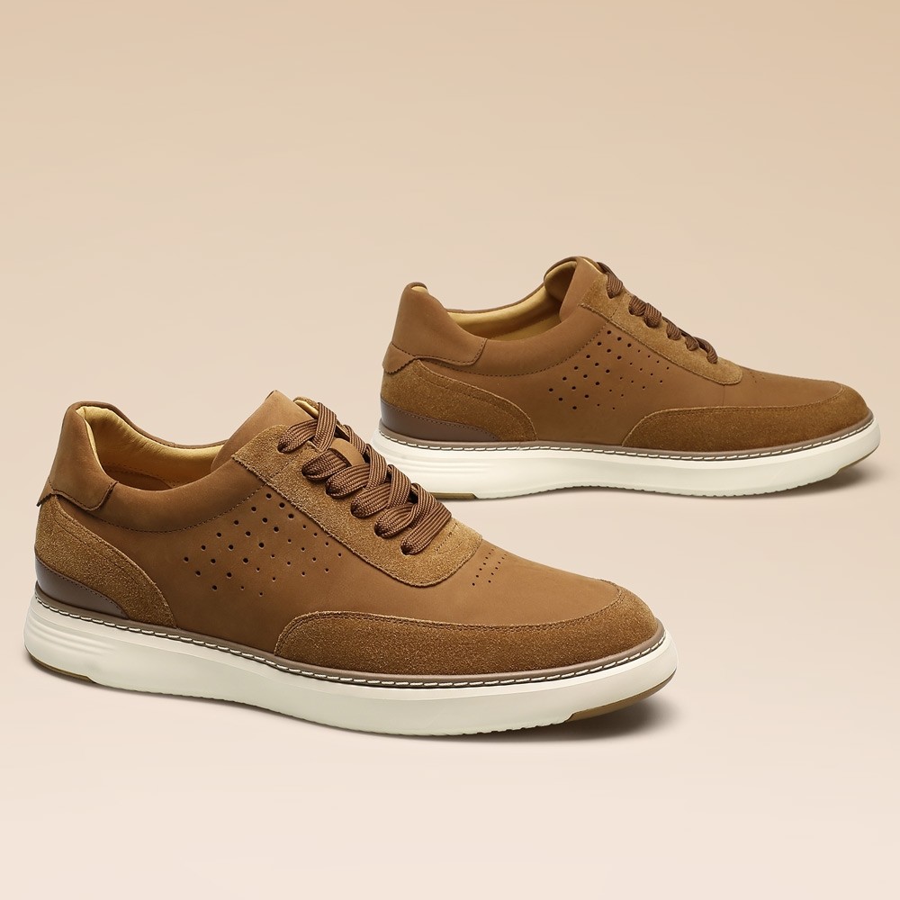 STRIDE Elevator Sneakers - Brown Casual Mens Sneakers That Make You Taller 6CM / 2.36 Inches