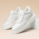 STRIDE Taller Sneakers - Mens Elevator Shoes - White Leather Casual Sneakers 6cm / 2.36 Inches